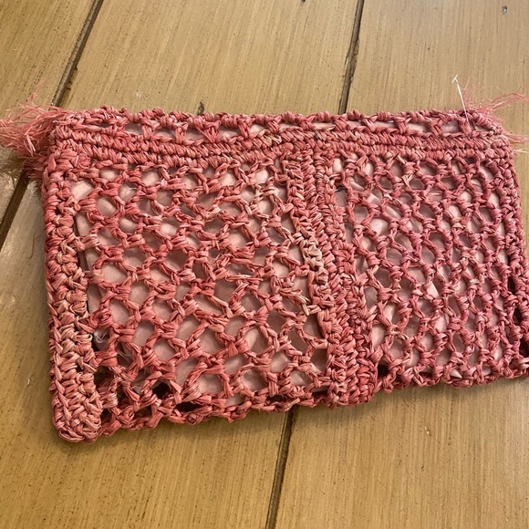 btb Womens Jayden Raffia Clutch Bag Straw Peach Salmon Color New without tag - Picture 4 of 14